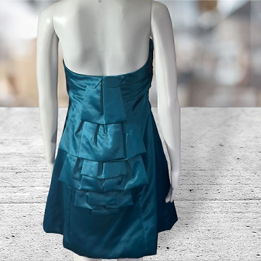 Jessica Simpson Strapless Ruffle Back Teal‎ Mini Dress - Picture 6 of 8